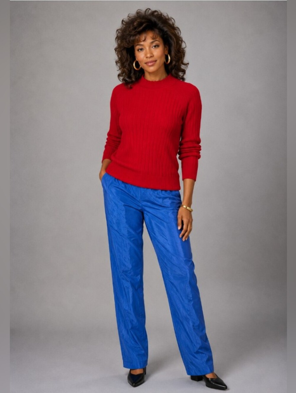 Rafaella Silk and Cashmere Jewel Ruby Red Sweater -Size- M